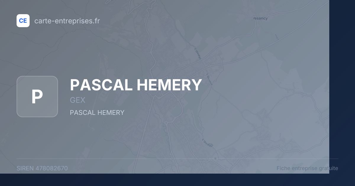 PASCAL HEMERY — 478082670 — fiche entreprise