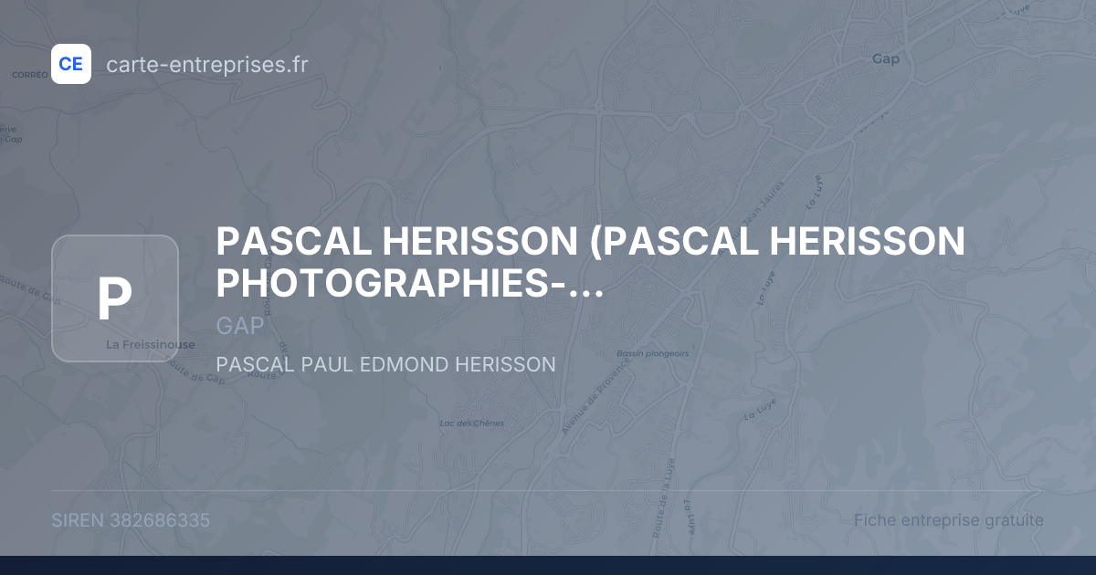 PASCAL HERISSON (PASCAL HERISSON PHOTOGRAPHIES-SONORISATION) — 382686335 — fiche entreprise
