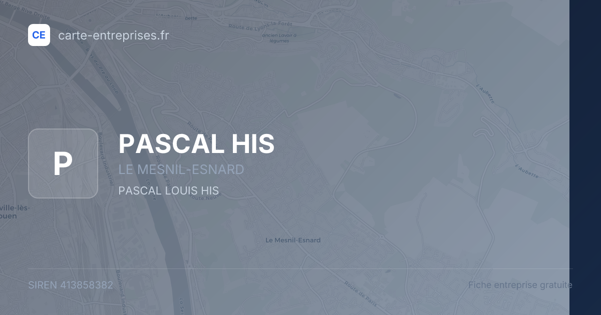 PASCAL HIS — 413858382 — fiche entreprise