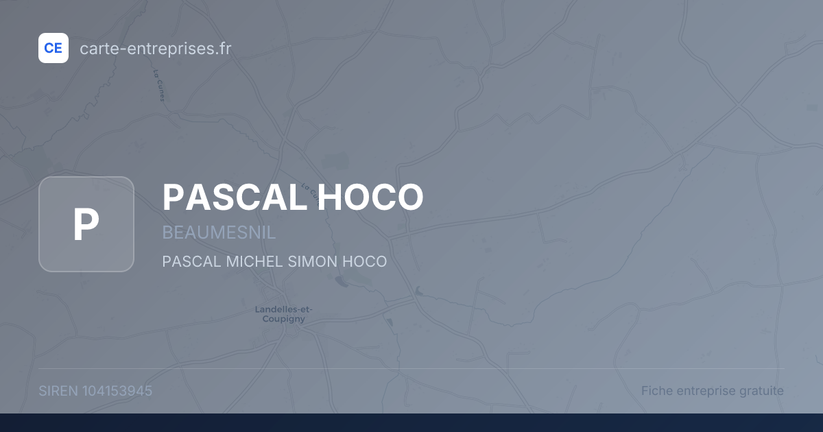 PASCAL HOCO — 104153945 — fiche entreprise