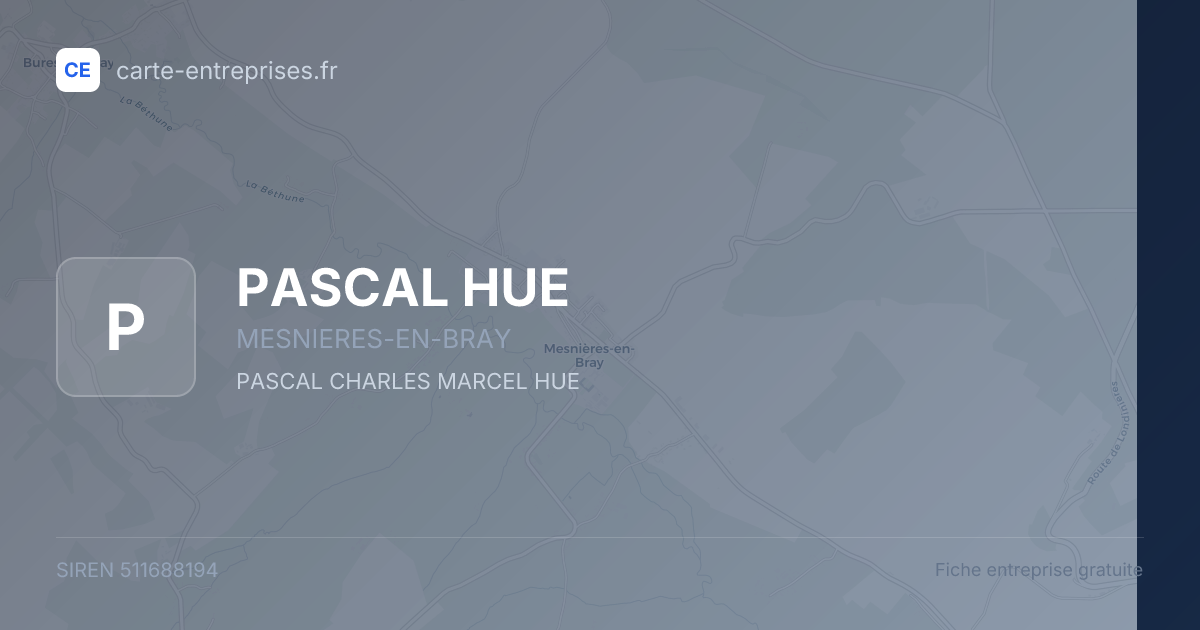 PASCAL HUE — 511688194 — fiche entreprise
