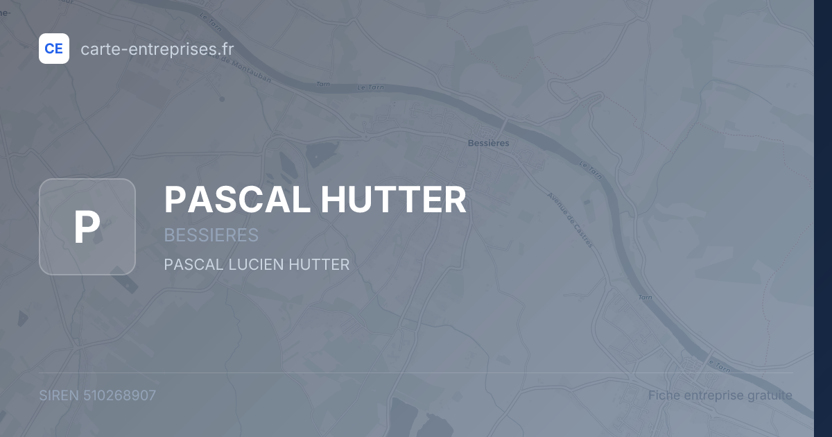 PASCAL HUTTER — 510268907 — fiche entreprise