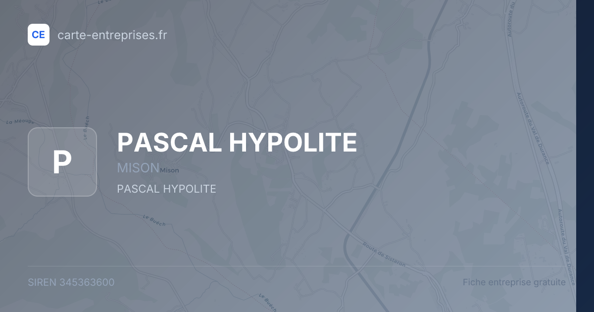 PASCAL HYPOLITE — 345363600 — fiche entreprise