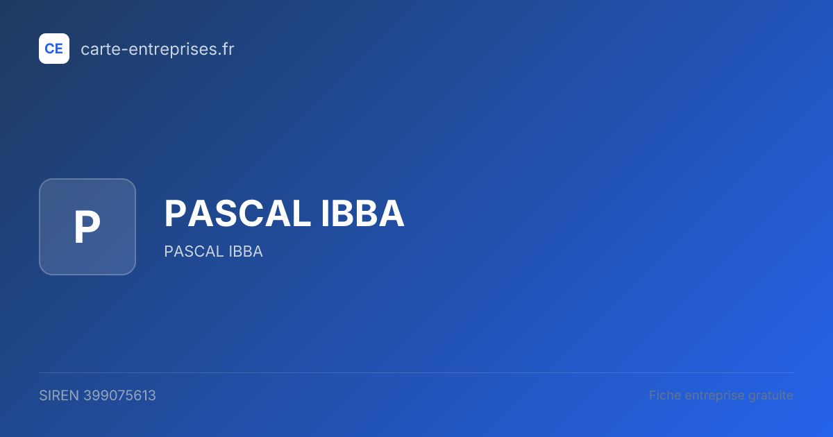 PASCAL IBBA — 399075613 — fiche entreprise