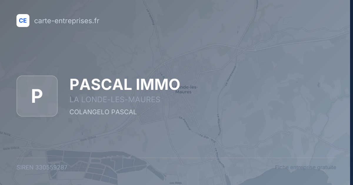 PASCAL IMMO — 330559287 — fiche entreprise