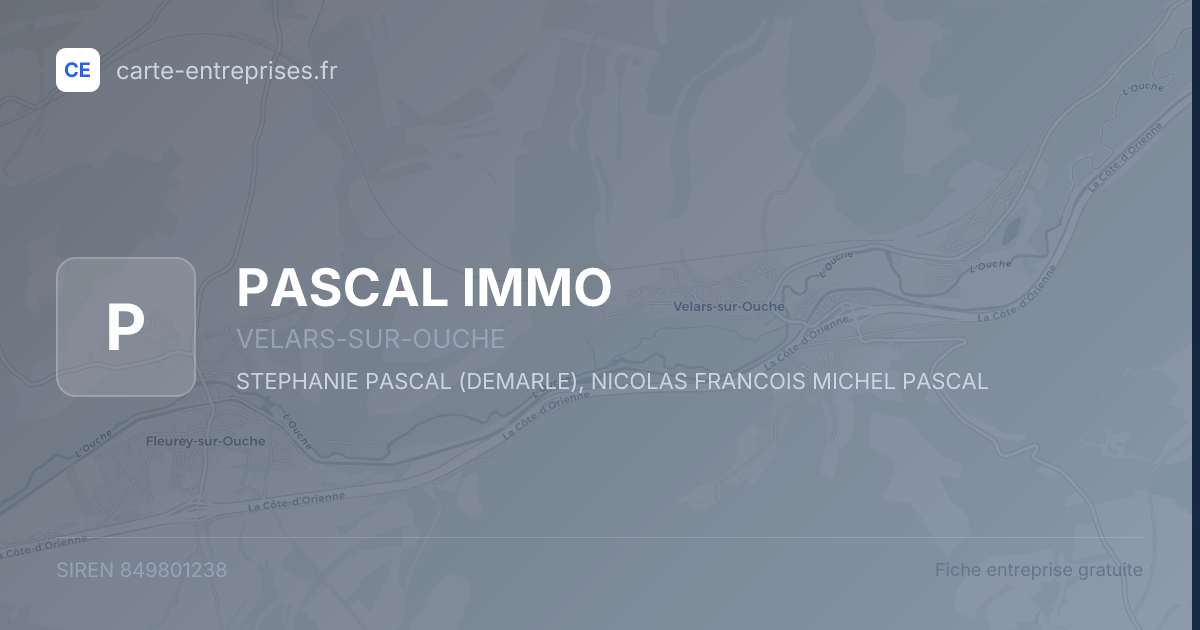 PASCAL IMMO — 849801238 — fiche entreprise