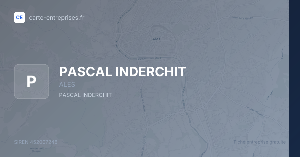 PASCAL INDERCHIT — 452007248 — fiche entreprise
