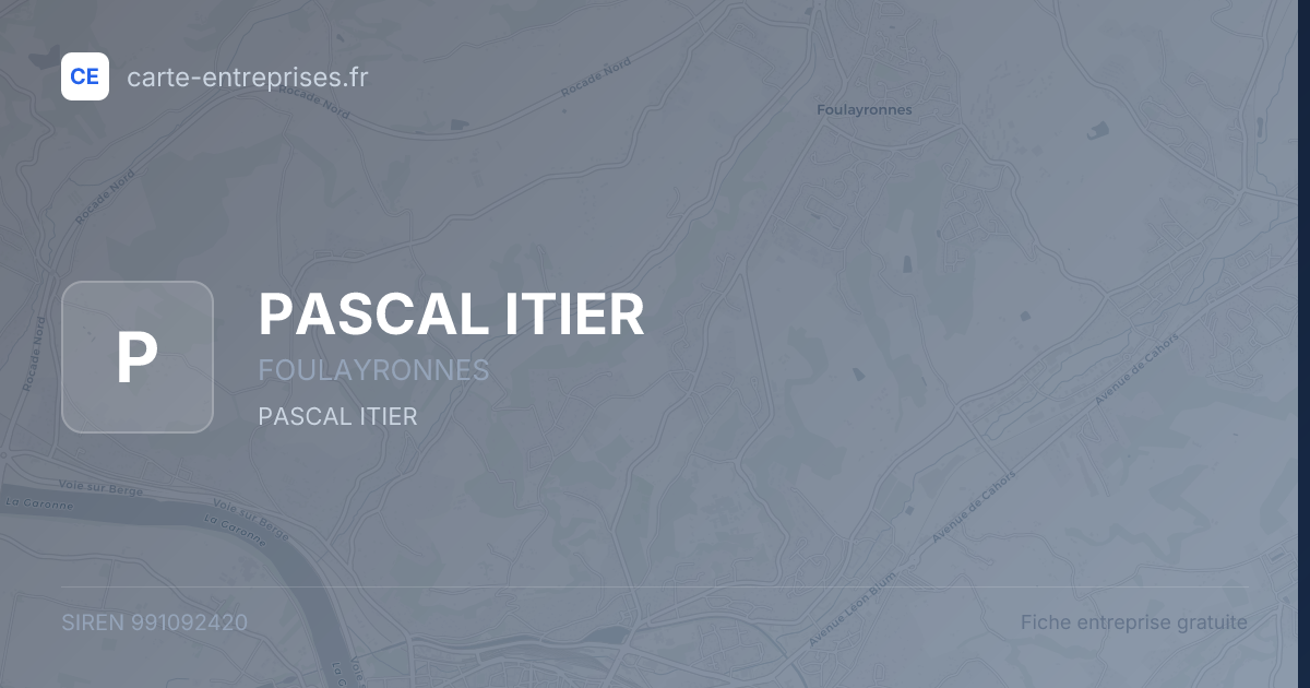 PASCAL ITIER — 991092420 — fiche entreprise