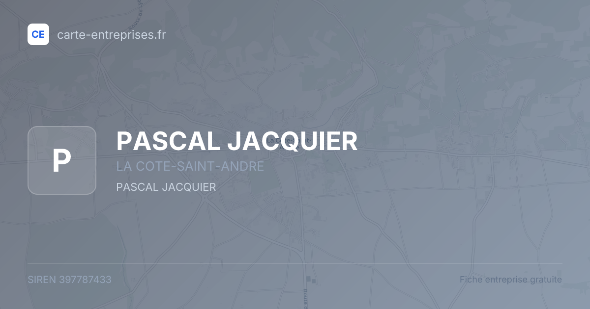 PASCAL JACQUIER — 397787433 — fiche entreprise