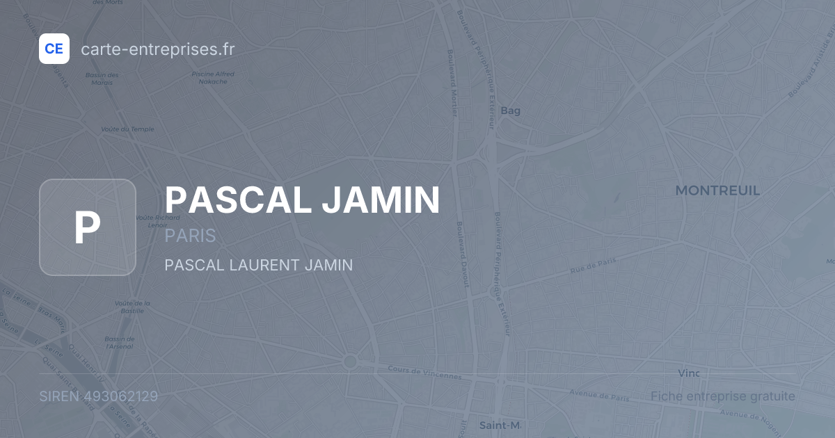 PASCAL JAMIN — 493062129 — fiche entreprise