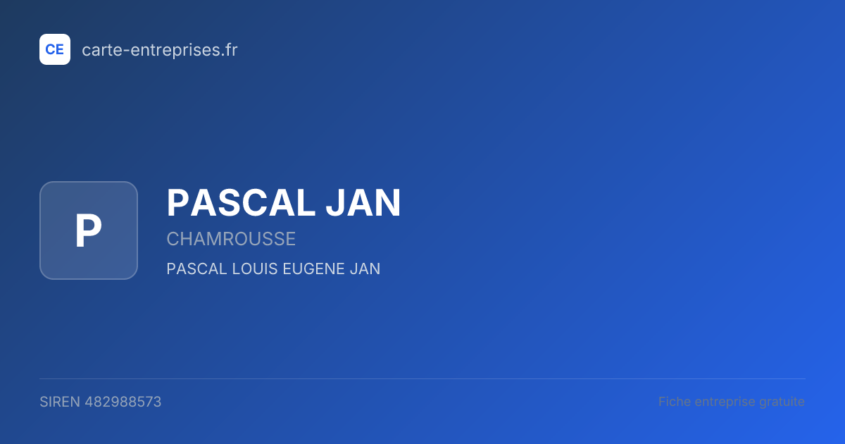 PASCAL JAN — 482988573 — fiche entreprise