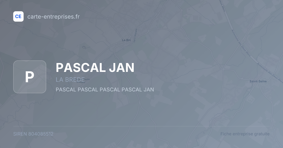 PASCAL JAN — 804085512 — fiche entreprise