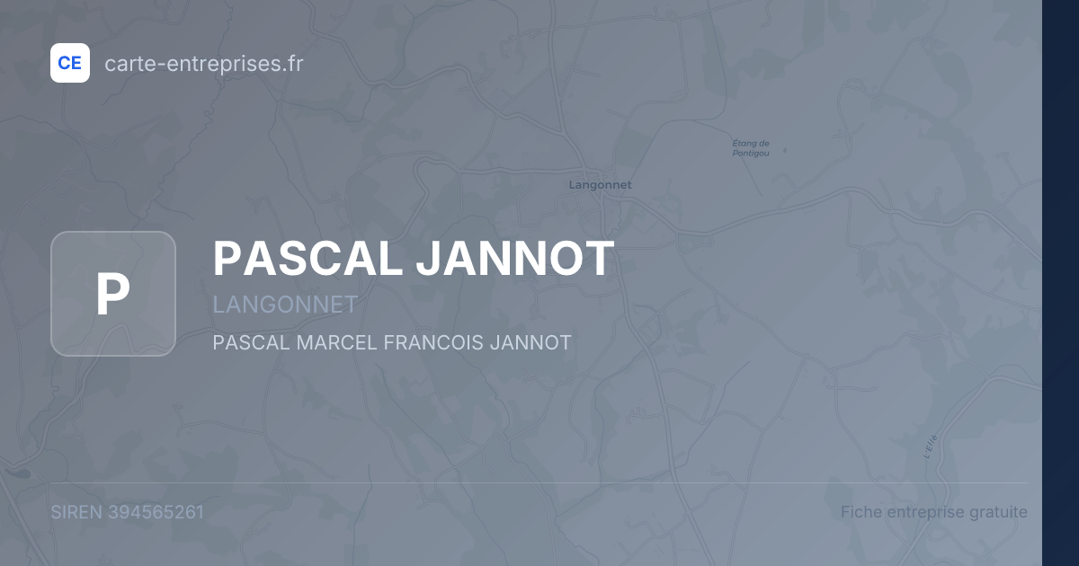 PASCAL JANNOT — 394565261 — fiche entreprise