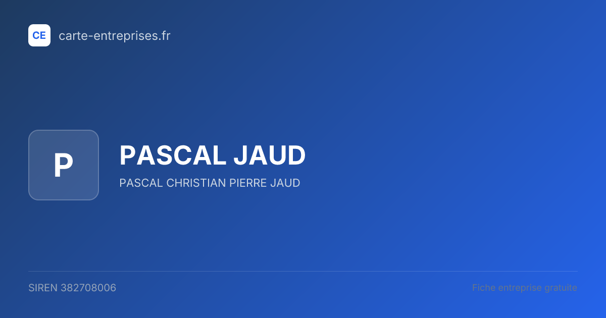 PASCAL JAUD — 382708006 — fiche entreprise