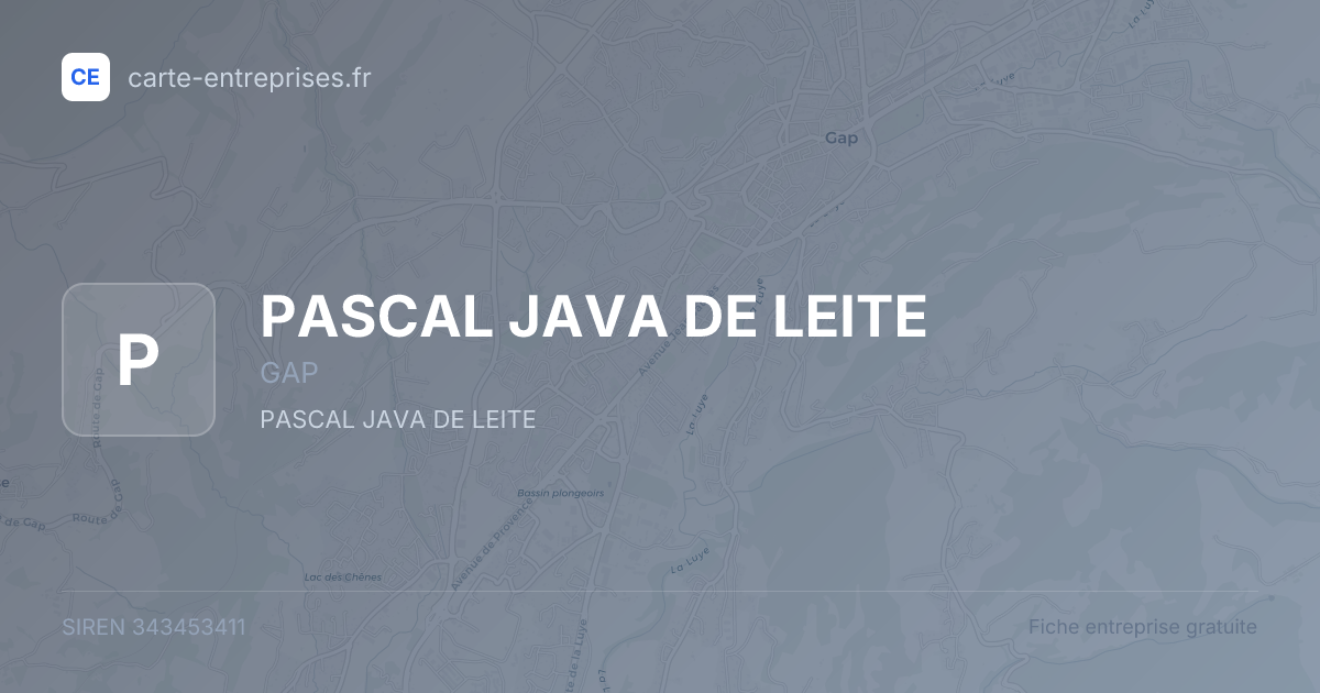 PASCAL JAVA DE LEITE — 343453411 — fiche entreprise