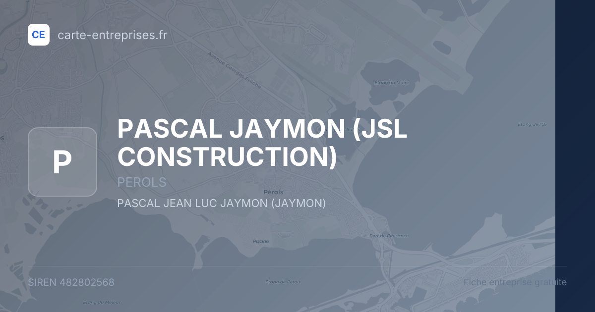 PASCAL JAYMON (JSL CONSTRUCTION) — 482802568 — fiche entreprise