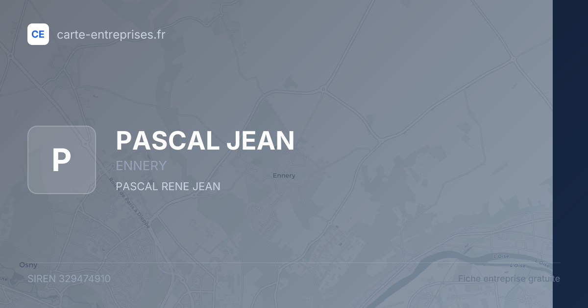 PASCAL JEAN — 329474910 — fiche entreprise