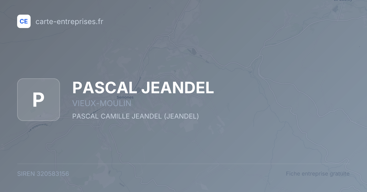 PASCAL JEANDEL — 320583156 — fiche entreprise