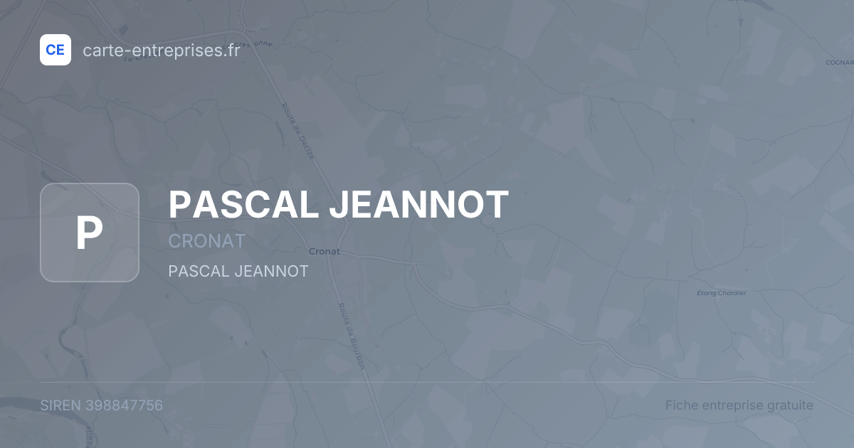 PASCAL JEANNOT — 398847756 — fiche entreprise