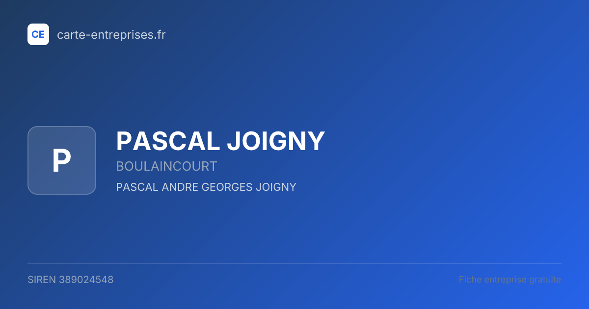 PASCAL JOIGNY — 389024548 — fiche entreprise