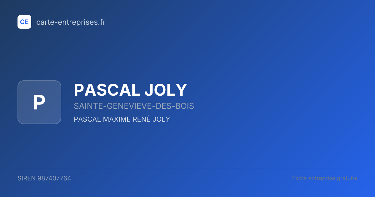 PASCAL JOLY — 987407764 — fiche entreprise