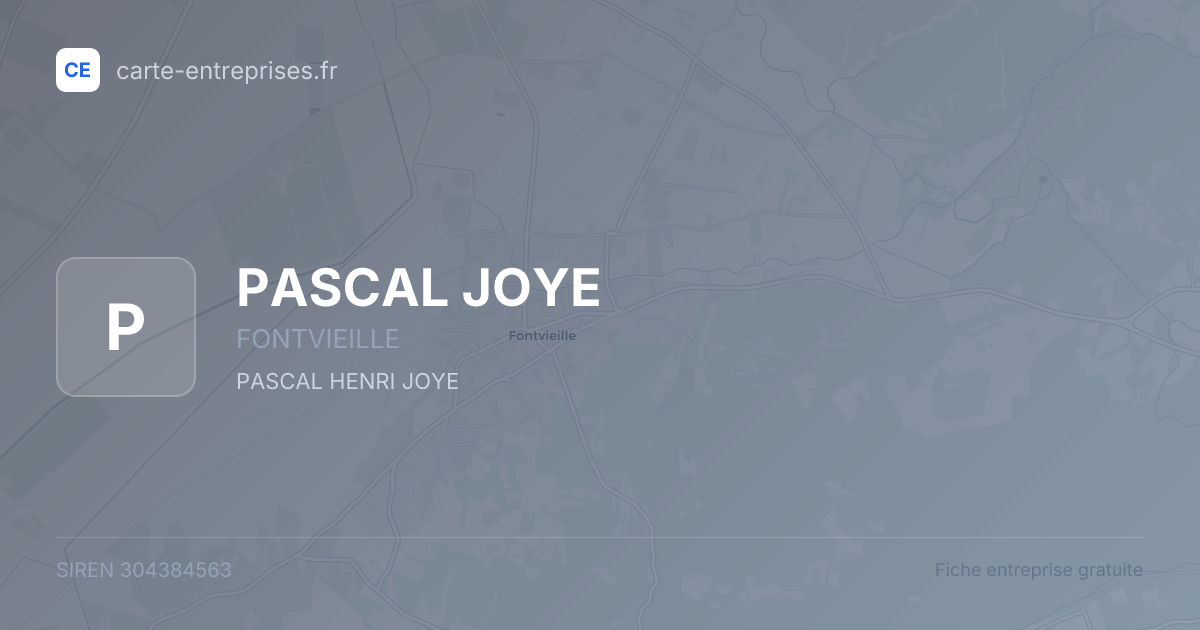 PASCAL JOYE — 304384563 — fiche entreprise