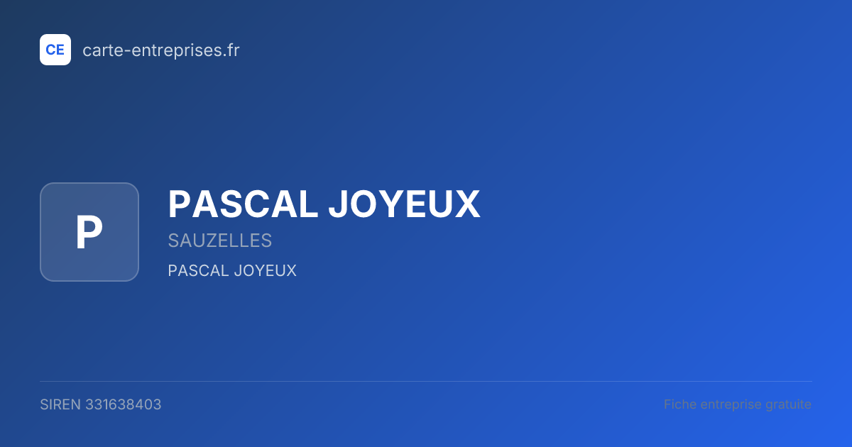 PASCAL JOYEUX — 331638403 — fiche entreprise