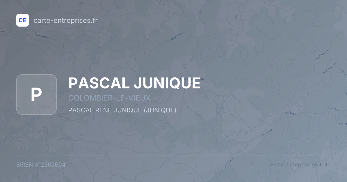 PASCAL JUNIQUE — 412365694 — fiche entreprise