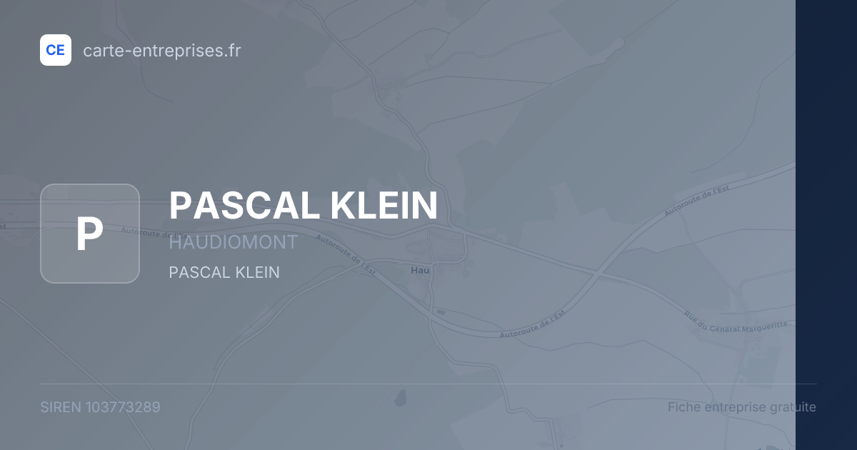 PASCAL KLEIN — 103773289 — fiche entreprise