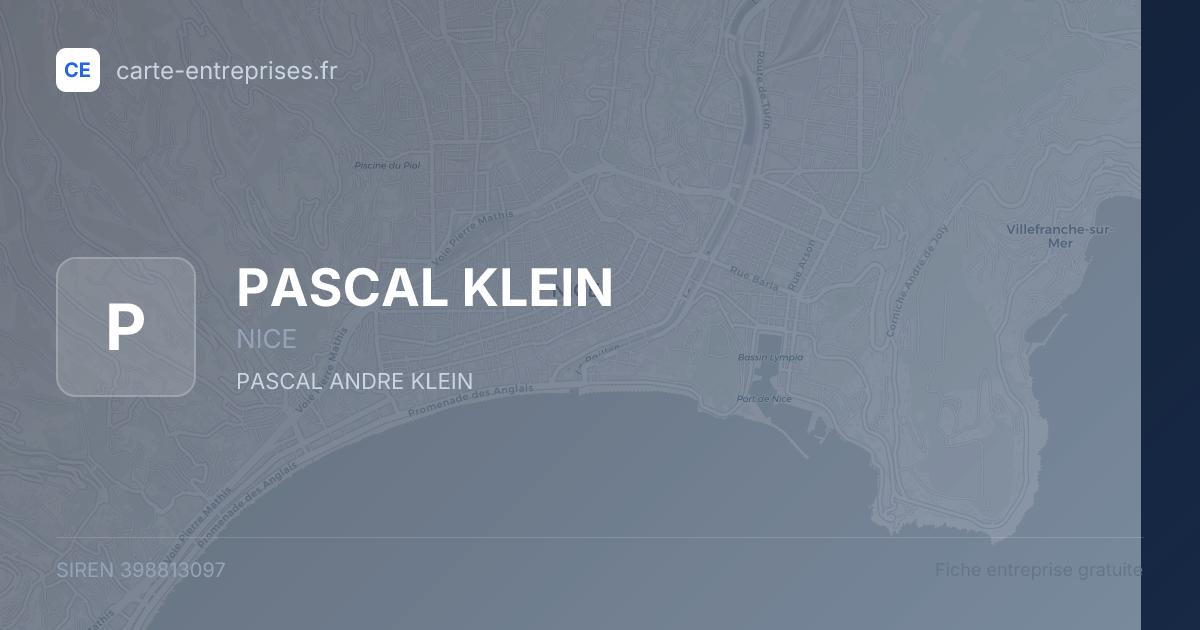 PASCAL KLEIN — 398813097 — fiche entreprise