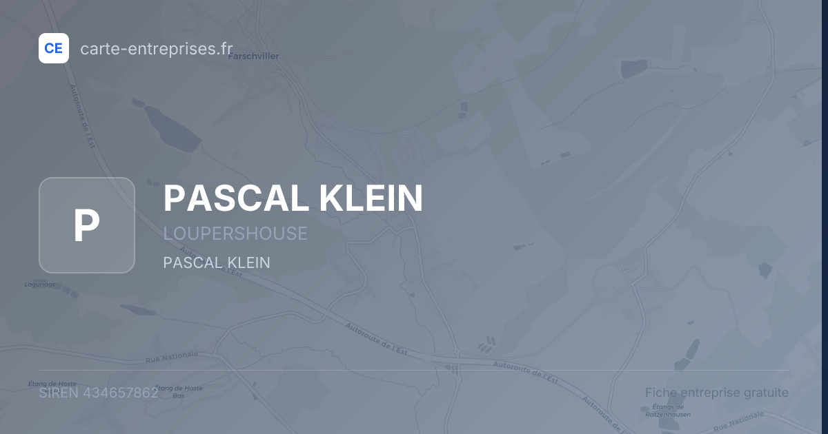 PASCAL KLEIN — 434657862 — fiche entreprise