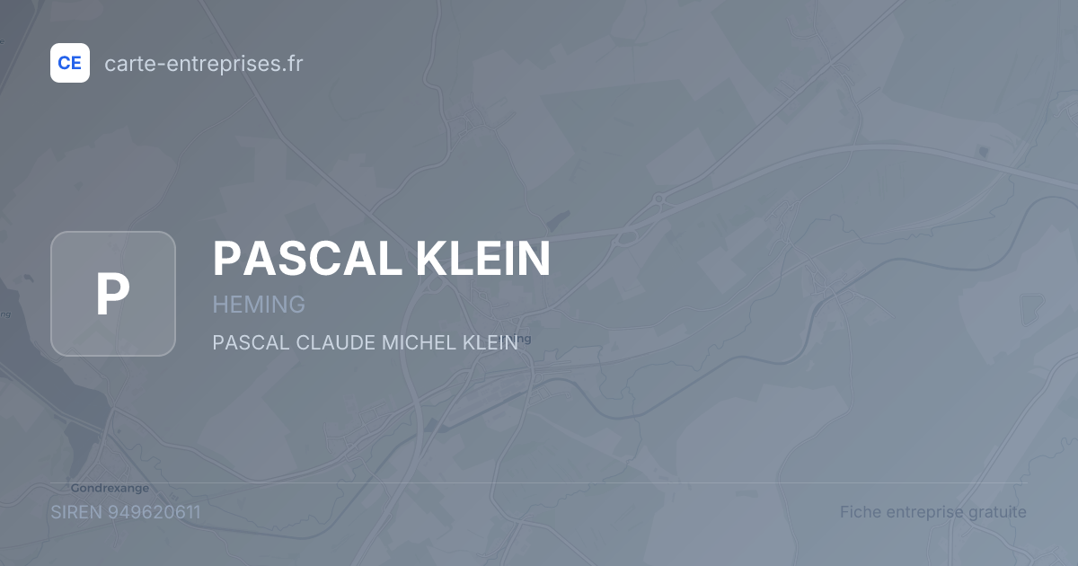 PASCAL KLEIN — 949620611 — fiche entreprise