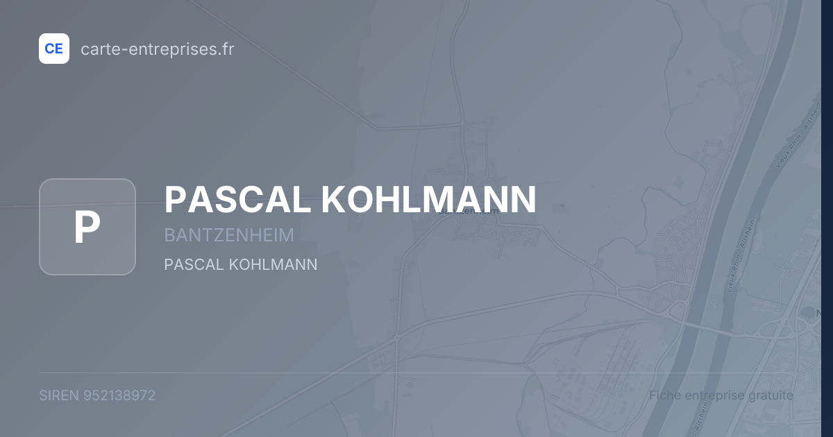 PASCAL KOHLMANN — 952138972 — fiche entreprise
