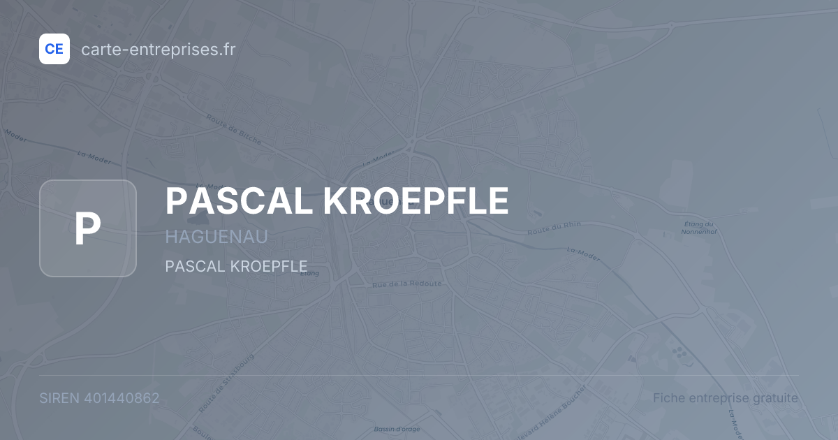 PASCAL KROEPFLE — 401440862 — fiche entreprise