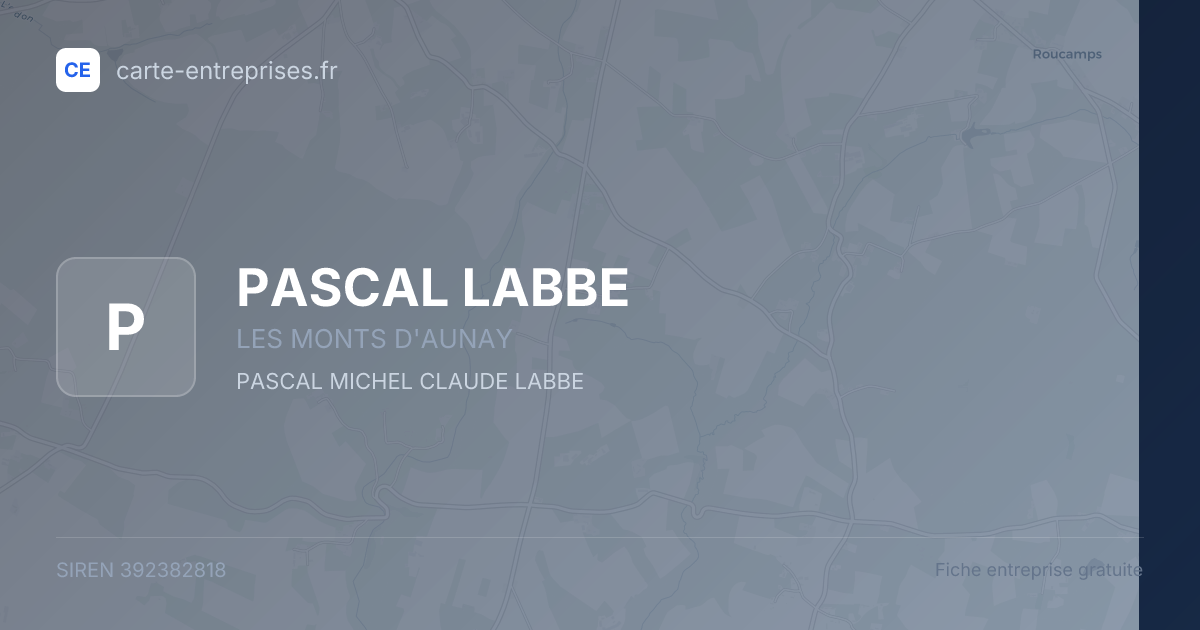 PASCAL LABBE — 392382818 — fiche entreprise