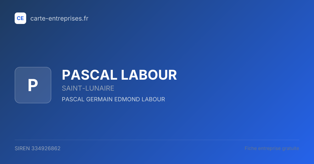 PASCAL LABOUR — 334926862 — fiche entreprise
