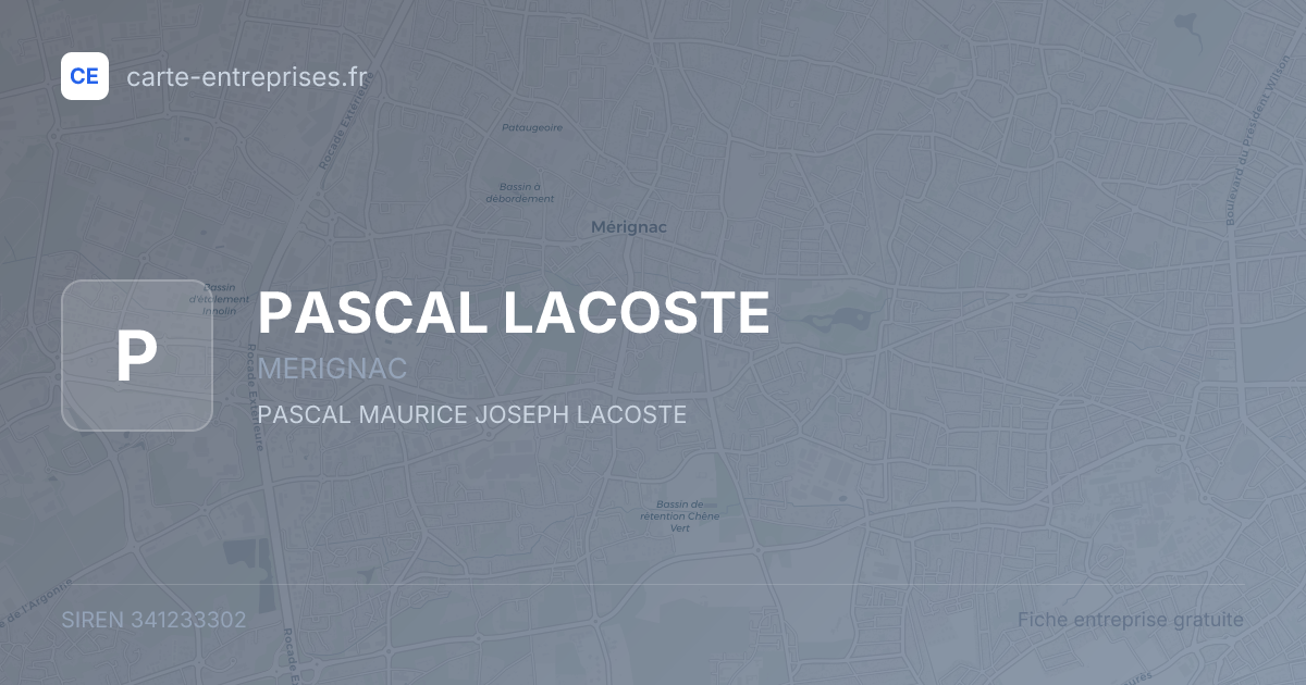 PASCAL LACOSTE — 341233302 — fiche entreprise