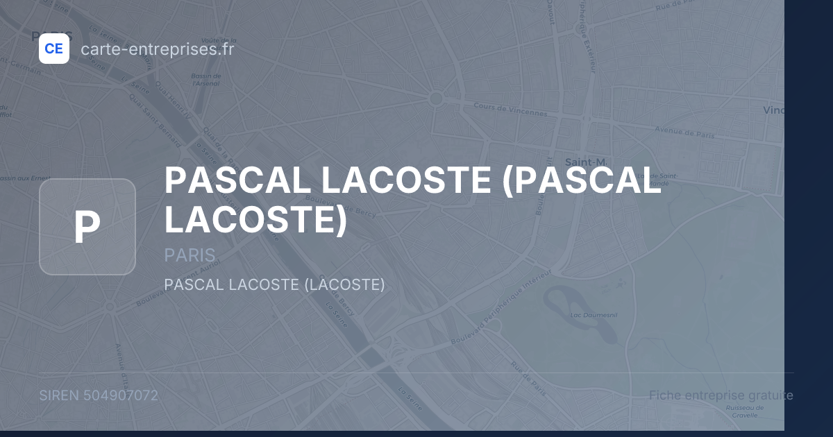 PASCAL LACOSTE — 504907072 — fiche entreprise