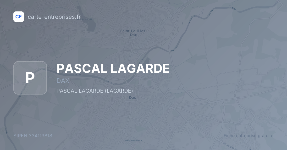 PASCAL LAGARDE — 334113818 — fiche entreprise
