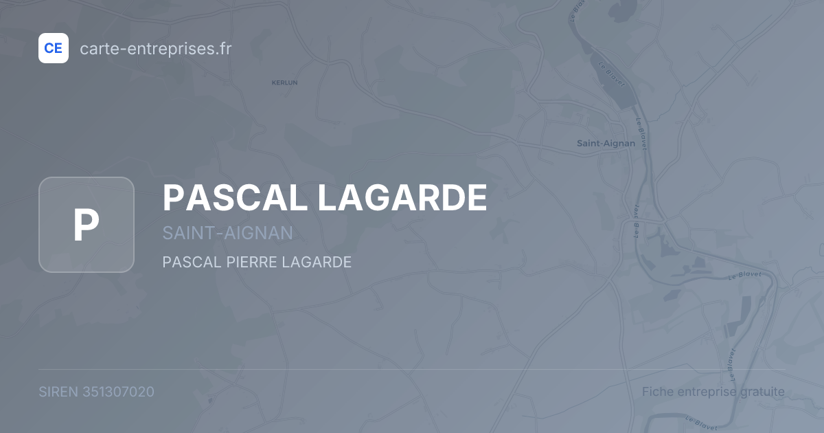 PASCAL LAGARDE — 351307020 — fiche entreprise
