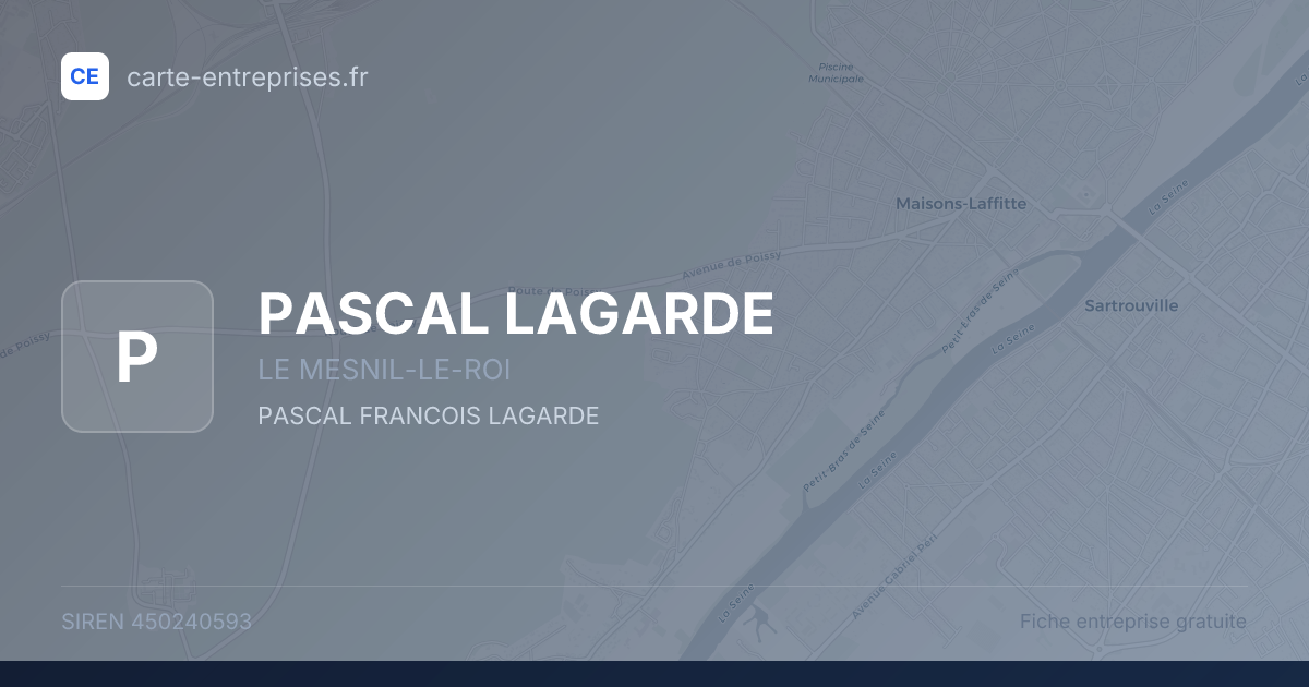 PASCAL LAGARDE — 450240593 — fiche entreprise