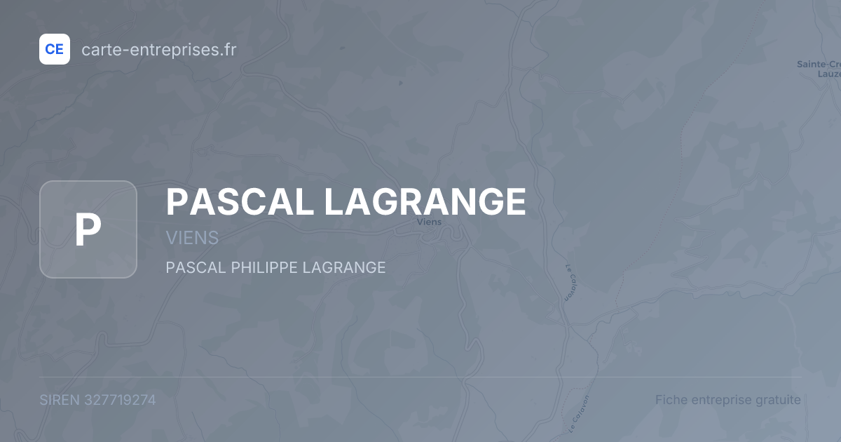 PASCAL LAGRANGE — 327719274 — fiche entreprise