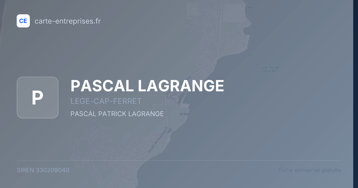 PASCAL LAGRANGE — 330209040 — fiche entreprise