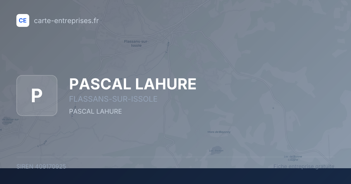 PASCAL LAHURE — 409170925 — fiche entreprise
