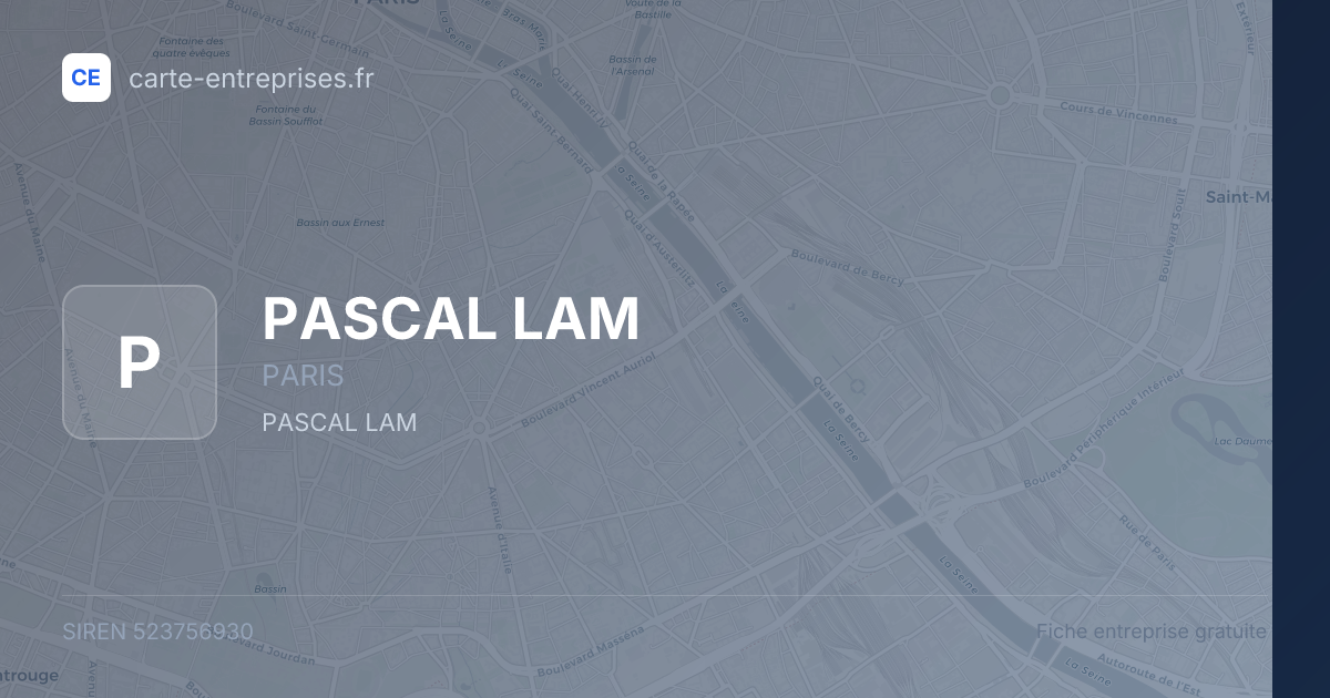 PASCAL LAM — 523756930 — fiche entreprise