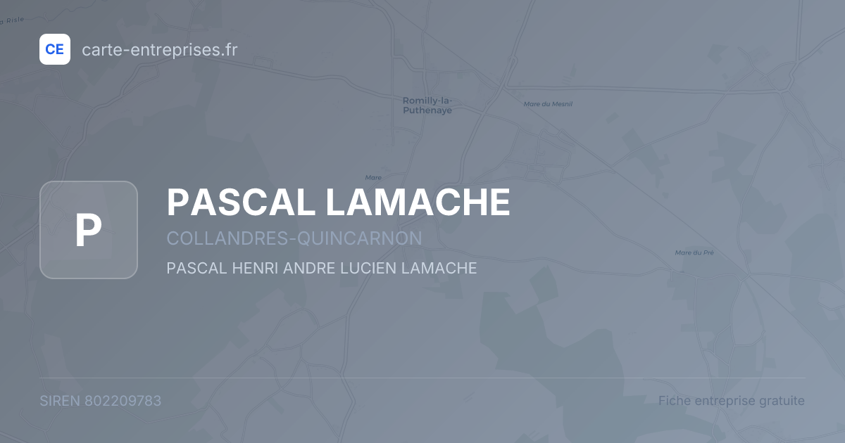 PASCAL LAMACHE — 802209783 — fiche entreprise