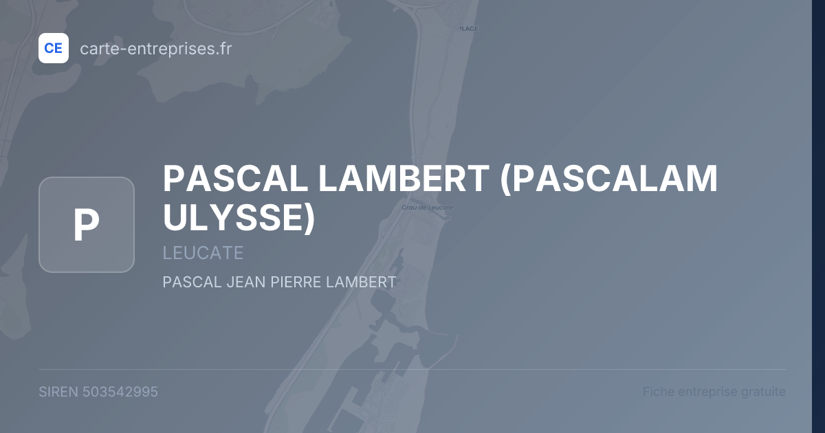 PASCAL LAMBERT (PASCALAM ULYSSE) — 503542995 — fiche entreprise