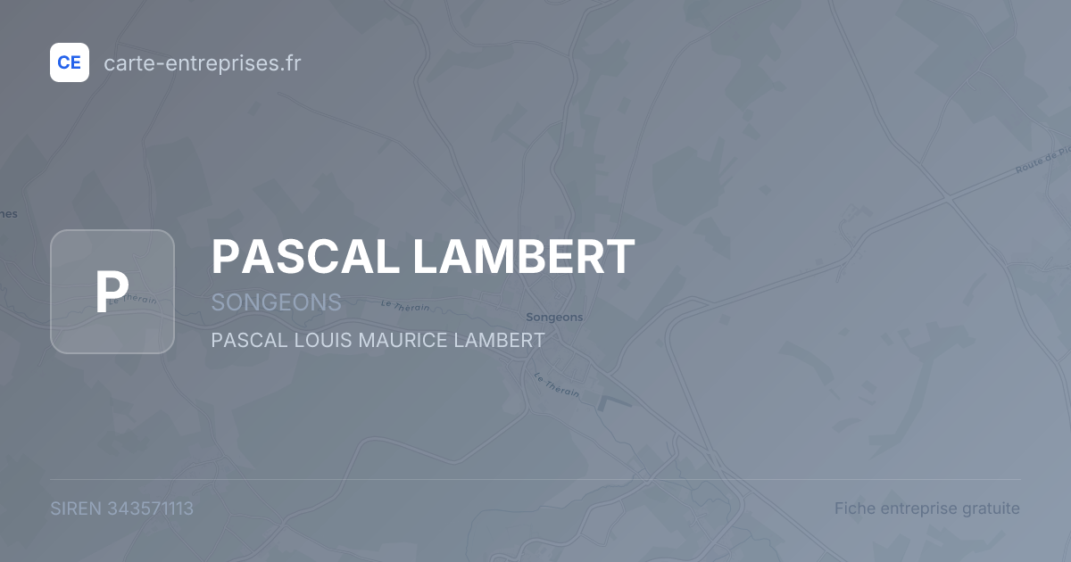 PASCAL LAMBERT — 343571113 — fiche entreprise
