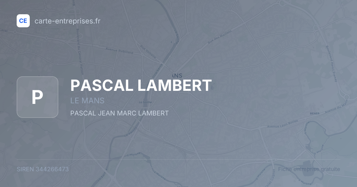 PASCAL LAMBERT — 344266473 — fiche entreprise