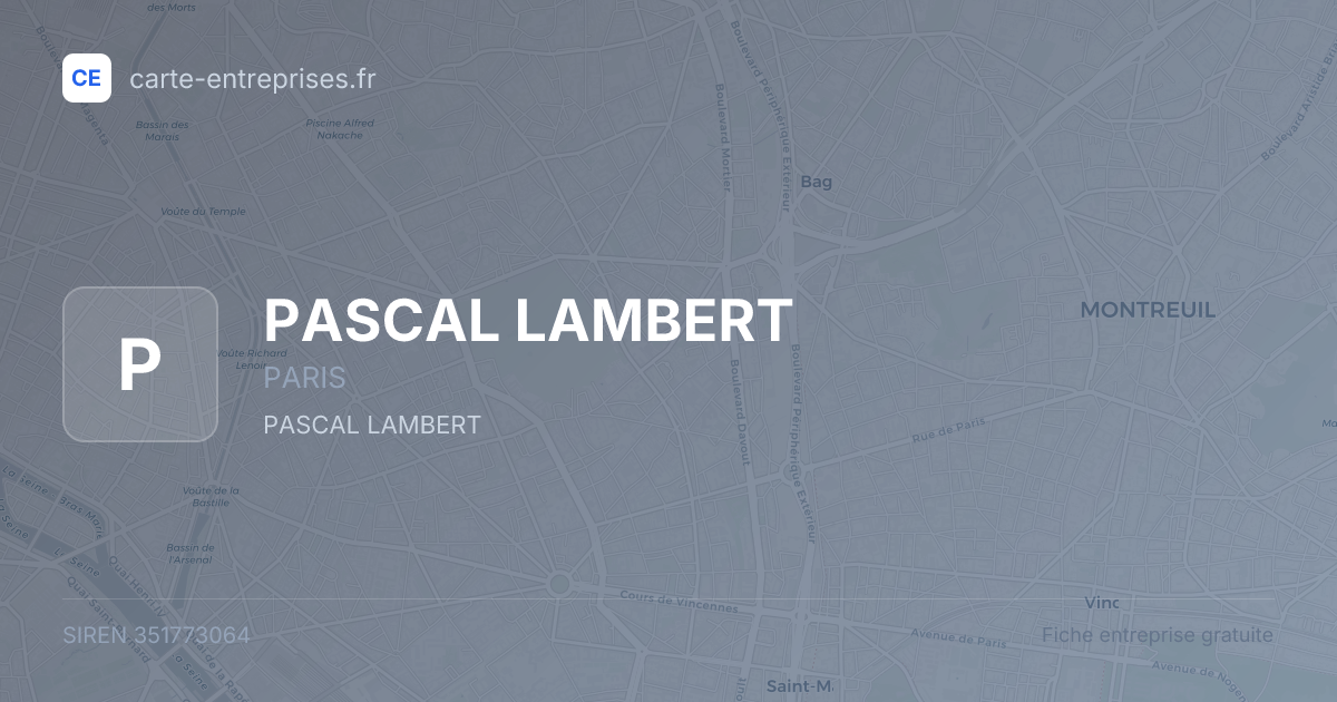 PASCAL LAMBERT — 351773064 — fiche entreprise